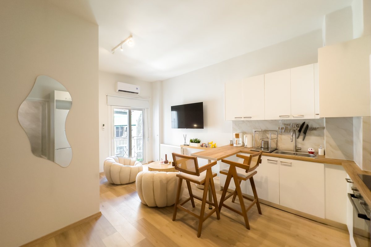 Open-plan space with kitchen and dining